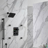Brushed nickel 6 inch regular head high pressure shower head 3 way thermostatic shower heads system with sliding bar and 4 jets