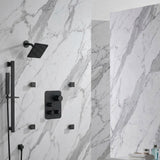 Brushed nickel 6 inch regular head high pressure shower head 3 way thermostatic shower heads system with sliding bar and 4 jets