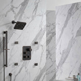 6 inch regular head high pressure shower head 3 way thermostatic shower heads system with sliding bar and 4 jets