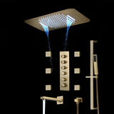 Brushed Gold Or Brushed Nickel Or Matte Black Or Chrome  23x15" LED Music Shower Head with 5-Way Thermostatic Faucet With Tub Spout