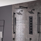 Brushed gold Wall Mount  12 inch or 16 inch rain head 5 way digital display thermostatic shower faucet with Dual Regular heads