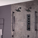 Wall Mount 6 inch Regular Heads 4 way digital display thermostatic shower faucet with Dual Handle Wands