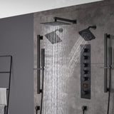 Brushed gold Wall Mount  12 inch or 16 inch rain head 5 way digital display thermostatic shower faucet with Dual Regular heads