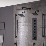 Brushed gold Wall Mount  12 inch or 16 inch rain head 5 way digital display thermostatic shower faucet with Dual Regular heads