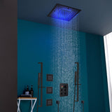 16" or 20" Flush Mount LED Rain Head Shower System with Dual Handle Wands and 3 Body Jets