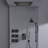 Bluetooth Music LED 6-Way Digital Thermostatic Shower  System with Waterfall,6 Body Jets, Regular Head