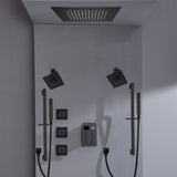 Bluetooth Music LED 6-Way Digital Thermostatic Shower  System with Rainfall,3 Body Jets, Dual Regular Head
