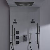 Bluetooth Music LED 6-Way Digital Thermostatic Shower  System with Rainfall,3 Body Jets, Dual Regular Head