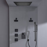 Bluetooth Music LED 6-Way Digital Thermostatic Shower  System with Waterfall,3 Body Jets, Regular Head