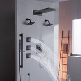 22" Rainfall Waterfall Shower System with 6-Way Thermostatic Faucet, Dual Regular Head, Body Jets