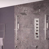 Wall Mount 6 inch Regular Heads 4 way digital display thermostatic shower faucet with Dual Handle Wands