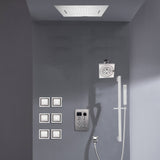 Bluetooth Music LED 6-Way Digital Thermostatic Shower  System with Waterfall,6 Body Jets, Regular Head