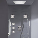 Bluetooth Music LED 6-Way Digital Thermostatic Shower  System with Rainfall,3 Body Jets, Dual Regular Head