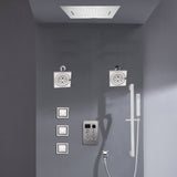 Bluetooth Music LED 6-Way Digital Thermostatic Shower  System with Waterfall,3 Body Jets, Regular Head