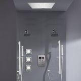Bluetooth Music LED 6-Way Digital Thermostatic Shower  System with Rainfall,3 Body Jets, Dual Regular Head