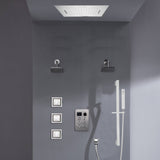 Bluetooth Music LED 6-Way Digital Thermostatic Shower  System with Waterfall,3 Body Jets, Regular Head
