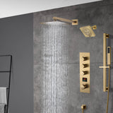 Brushed Gold rainfall shower head high pressure shower head 3 way digital display thermostatic valve shower heads systems each function work at the same time and separately