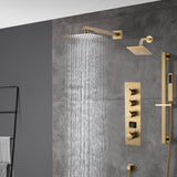 Brushed Gold rainfall shower head high pressure shower head 3 way digital display thermostatic valve shower heads systems each function work at the same time and separately