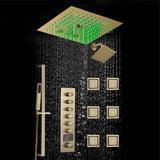 12 inch  flush-mount rainfall Mist shower systems 6 way thermostatic valve with 6 body jets and sliding bar and  regular head