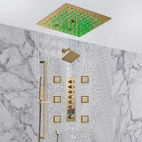 12 inch  flush-mount rainfall Mist shower systems 6 way thermostatic valve with 6 body jets and sliding bar and  regular head
