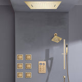 Bluetooth Music LED 6-Way Digital Thermostatic Shower  System with Waterfall,6 Body Jets, Regular Head