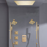 Bluetooth Music LED 6-Way Digital Thermostatic Shower  System with Rainfall,3 Body Jets, Dual Regular Head