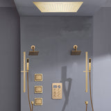 Bluetooth Music LED 6-Way Digital Thermostatic Shower  System with Rainfall,3 Body Jets, Dual Regular Head