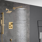 Brushed Gold rainfall shower head high pressure shower head 3 way digital display thermostatic valve shower heads systems each function work at the same time and separately