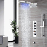 Rainfall waterfall 22'' chrome 3 Way digital display Thermostatic Shower Faucet system with sliding bar