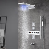 22-Inch LED or Non-LED Chrome 4-Way Digital Thermostatic Shower Faucet with Rainfall, Waterfall, Body Jet, and Sliding Bar