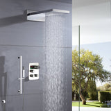 22" Chrome LED light or non-LED light rainfall waterfall shower head 3 way thermostatic shower system
