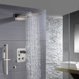 22" Brushed nickel 3 way Thermostatic display valve Rain & Waterfall Shower Faucet