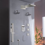 22" Rainfall Waterfall Shower System with 6-Way Thermostatic Faucet, Dual Regular Head, Body Jets