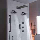 22" Rainfall Waterfall Shower System with 6-Way Thermostatic Faucet, Dual Regular Head, Body Jets