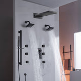 22" Rainfall Waterfall Shower System with 6-Way Thermostatic Faucet, Dual Regular Head, Body Jets