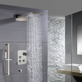 22" Brushed nickel 3 way Thermostatic display valve Rain & Waterfall Shower Faucet