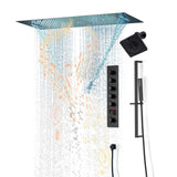Brushed Gold or Brushed Nickel or Matte Black 35" Bluetooth Music LED Shower System with Waterfall, 5-Way Digital Thermostatic Valve, Regular Head, Touch Panel