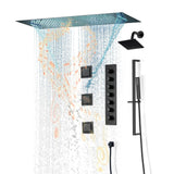 Matte Black Or Brushed nickel 35" Bluetooth Music LED Shower System with Waterfall, 6-Way Digital Thermostatic Valve, 3 Body Jets