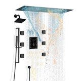 Chrome 35" Bluetooth Music LED Shower System with Waterfall, 6-Way Touch Display Thermostatic Valve, Regular Head, 6 Body Jets