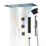 Matte Black Or Brushed nickel 35" Bluetooth Music LED Shower System with Waterfall, 6-Way Digital Thermostatic Valve, 3 Body Jets