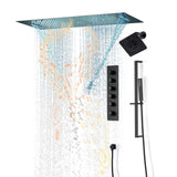 Brushed Gold or Brushed Nickel or Matte Black 35" Bluetooth Music LED Shower System with Waterfall, 5-Way Digital Thermostatic Valve, Regular Head, Touch Panel