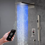 22-Inch Bluetooth Music 64 Led Lights 3-Way Thermostatic Shower Faucet with Rainfall, Waterfall, and Sliding Bar,4 Finishes Available