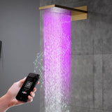 22 inch rainfall waterfall 64 led light bluetooth music shower head wall mount