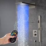 22-Inch Bluetooth Music 64 Led Lights 3-Way Thermostatic Shower Faucet with Rainfall, Waterfall, and Sliding Bar,4 Finishes Available