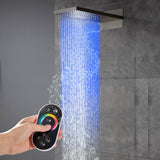 22 inch rainfall waterfall 64 led light bluetooth music shower head wall mount