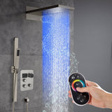 22" Bluetooth Music LED Shower System with 3-Way Thermostatic Faucet and Multiple Functions, 3 Finishes