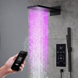 22" Bluetooth Music LED Shower System with 3-Way Thermostatic Faucet, Rainfall, Waterfall, Sliding Bar