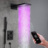 22" Bluetooth Music LED Shower System with 3-Way Thermostatic Faucet and Multiple Functions, 3 Finishes