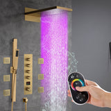 22" Bluetooth Music LED Shower System with 4-Way Thermostatic Faucet and Multiple Functions, 3 Finishes