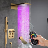 22" Bluetooth Music LED Shower System with 4-Way Thermostatic Faucet and Tub Spout, 3 Finishes
